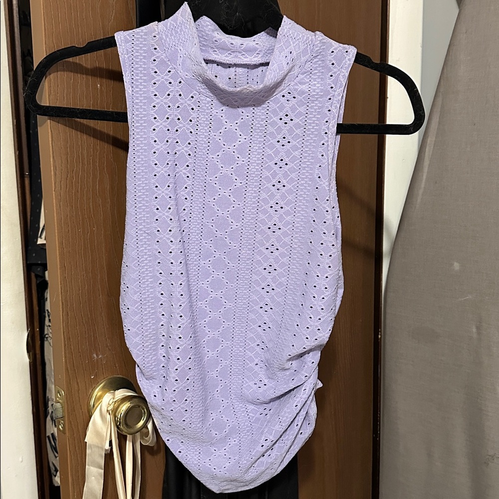 Sleeveless Lavender Eyelet Top
